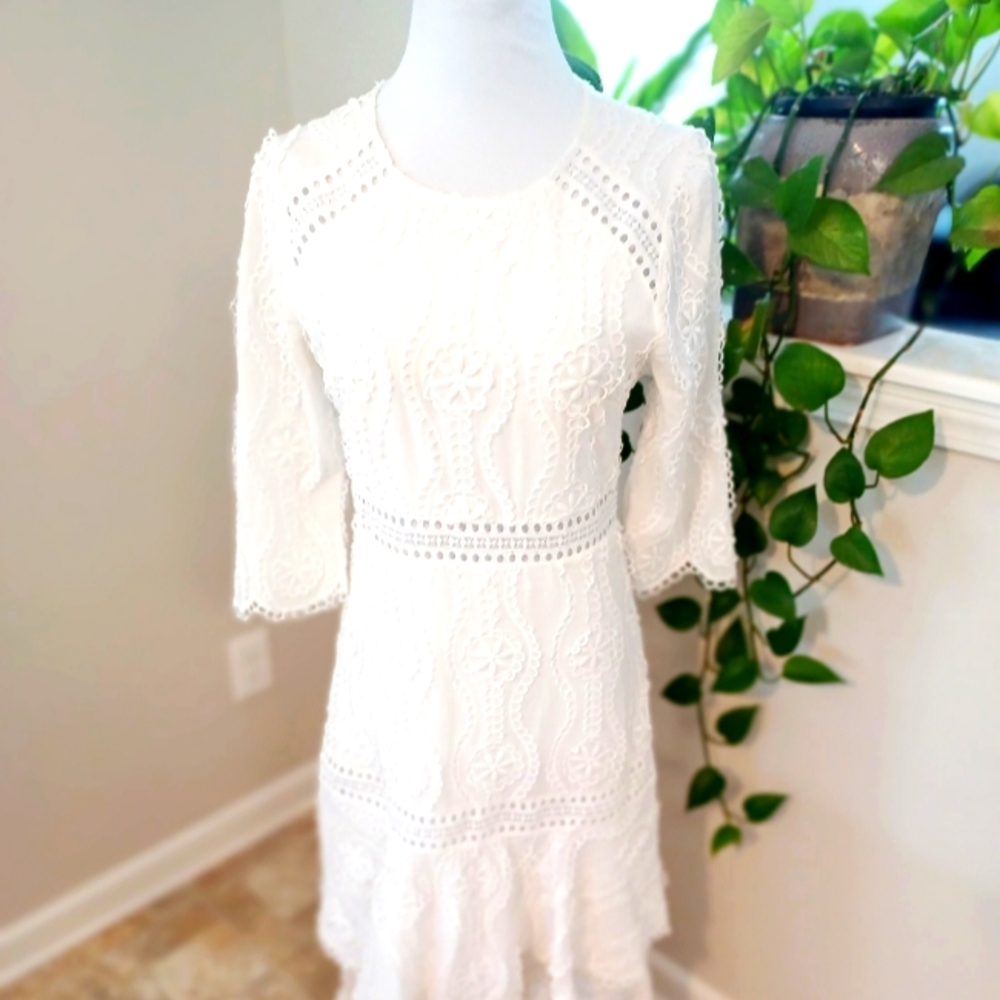 Lace linen maxi dress